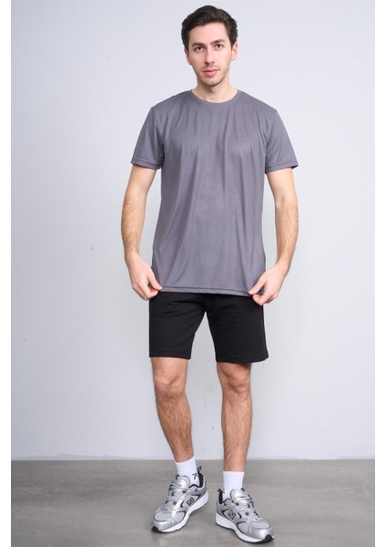 Çetinkaya Mentality 4226 Bisiklet Yaka Performans Slim Fit T-Shirt Antrasit