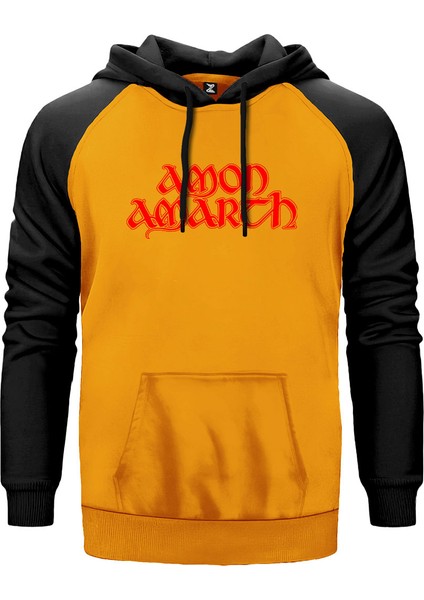 Amon Amarth Logo Classic Sarı Renk Reglan Kol Kapşonlu Sweatshirt
