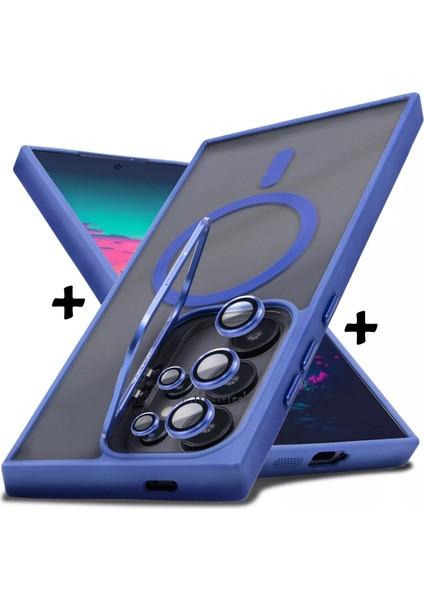 Samsung Galaxy S25 Ultra Kılıf Standlı Mat Magsafe Hassas Butonlu Metal Tuşlu Kamera Lens Hediyeli