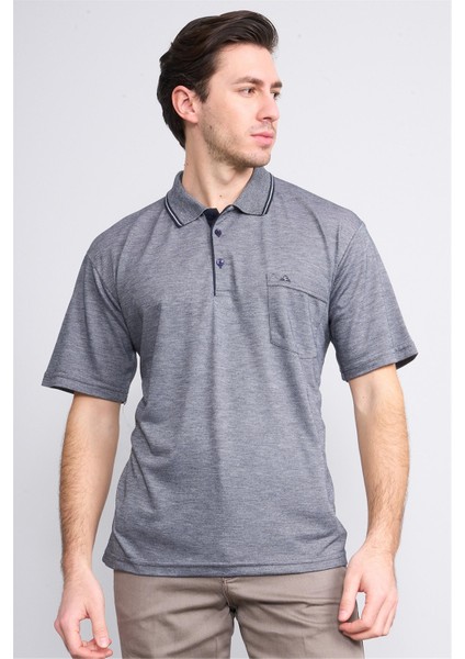 Çetinkaya Mentality 3372 Erkek Cepli Polo Yaka Regular Lacivert-Grimelanj T-Shirt