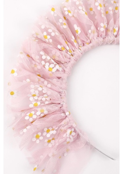 Pembe Üzeri Papatyalı Kız Çocuk Tül Taç fiyatları