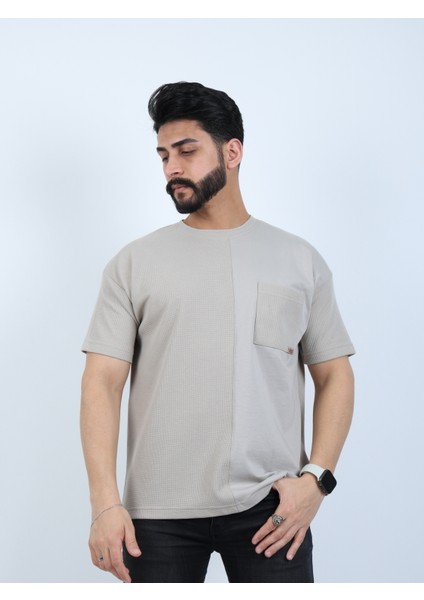 Erkek Bisiklet Yaka Cepli Oversize Tişört