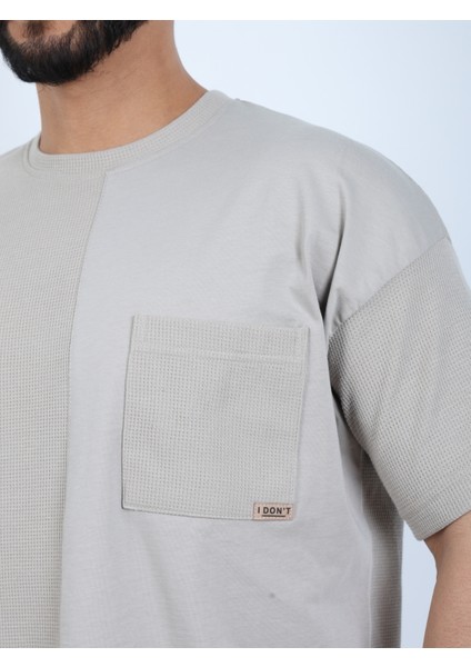 Erkek Bisiklet Yaka Cepli Oversize Tişört