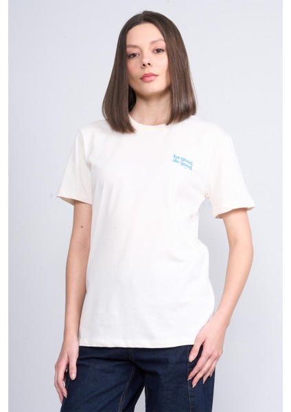 Çetinkaya Fithit 8344 Bayan Bisiklet Yaka 30/1 Penye Regular T-Shirt Koyu Krem