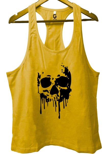 Bones Sarı Gym Fitness Tank Top Sporcu Atleti
