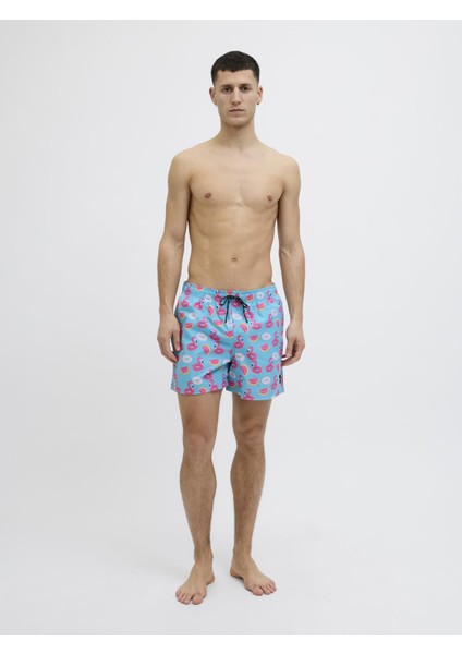 Jpstmauı Jjswım Erkek Desenli Deniz Şortu - Hızlı Kuruyan Kumaş