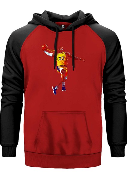Lebron James Color Kırmızı Renk Reglan Kol Kapşonlu Sweatshirt