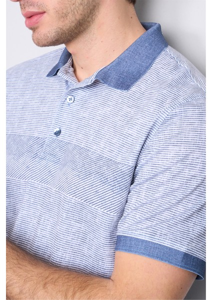 4092 Erkek Polo Yaka Penye Pike T-Shirt Lacivert modelleri