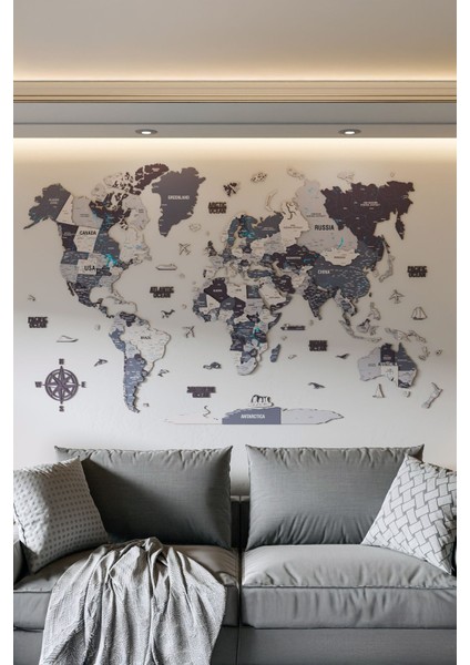 Renkli Tasarım 3D Ahşap Dünya Haritası - Ahşap Dünya Haritası fiyatları