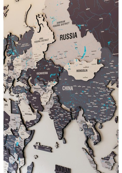 Renkli Tasarım 3D Ahşap Dünya Haritası - Ahşap Dünya Haritası fırsatları