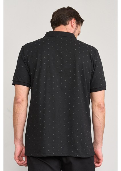 Çetinkaya Mentality 4136 Polo Yaka Rejenere Pike Metraj Baskı Regular T-Shirt Siyah fırsatları