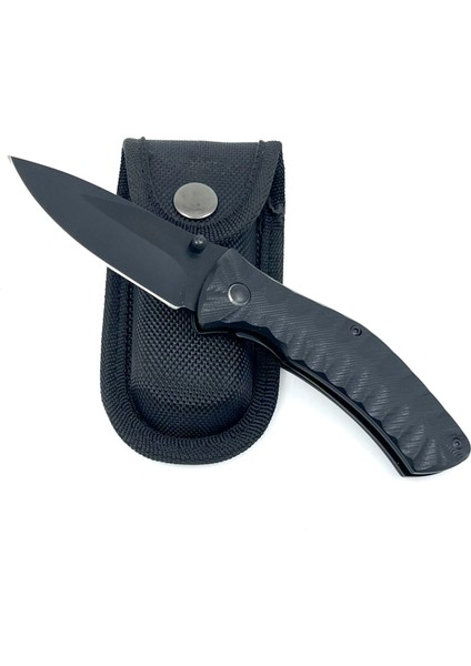 Metal Edc Çakı Siyah - Taşıma Kılıfıyla Birlikte