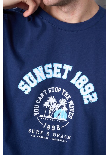 Çetinkaya Chester Polo 3838 Bisiklet Yaka 30/1 Penye Regular Baskılı T-Shirt Açık Lacivert modelleri