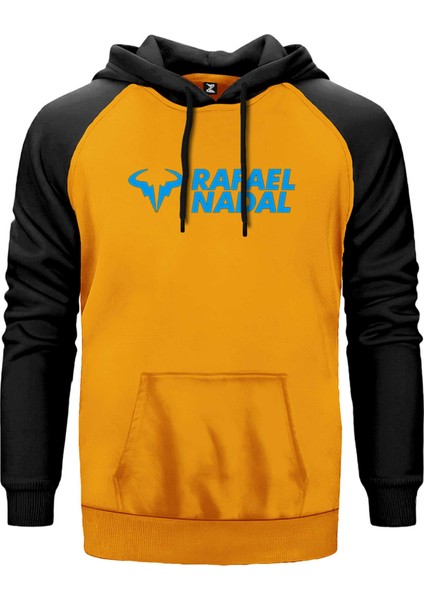 Rafael Nadal Blue Logo Text Sarı Renk Reglan Kol Kapşonlu Sweatshirt