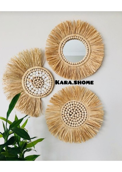 Rafya Boncuklu Yelpaze Boncuklu 3 Lü Set