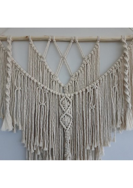 Makrome Macrame Duvar Süsü Süs Ekru Ip Dekoratif Tasarım Özel Hediye Hediyelik Sus Susu El Yapımı