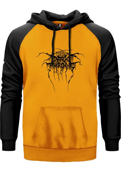 Darkthrone Logo2 Sarı Renk Reglan Kol Kapşonlu Sweatshirt