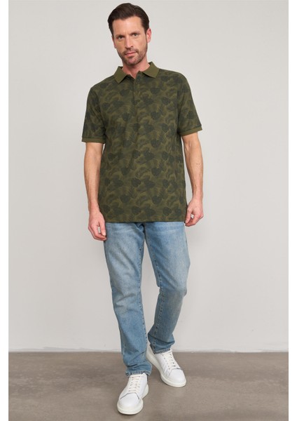 Çetinkaya Mentality 4138 Polo Yaka Rejenere Pike Metraj Baskı Regular T-Shirt Haki fiyatları