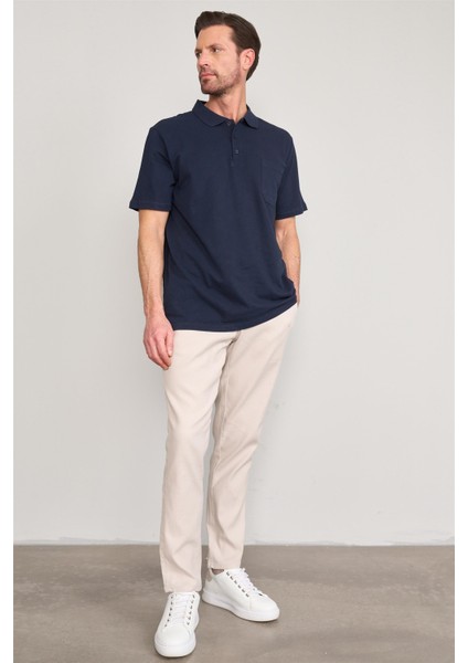 Çetinkaya Mentality 3140 Polo Yaka Penye Pike Cepli Regular T-Shirt Lacivert fiyatları