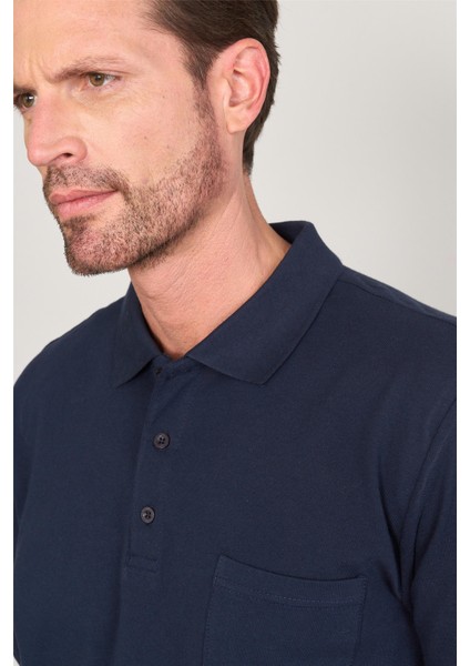 Çetinkaya Mentality 3140 Polo Yaka Penye Pike Cepli Regular T-Shirt Lacivert modelleri