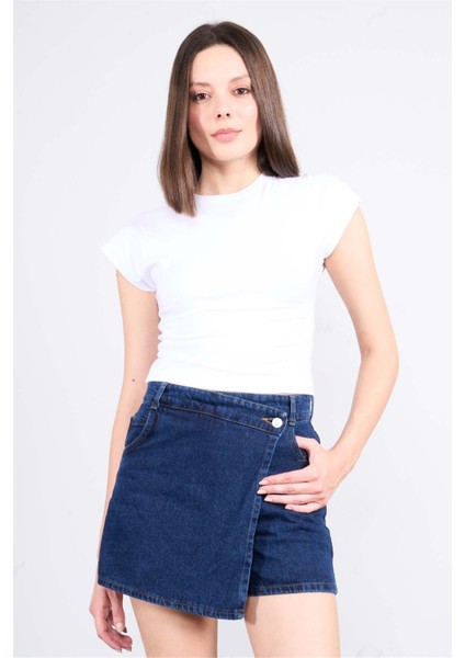 Çetinkaya Fithit 3266A Bayan Bisiklet Yaka 30/1 Likralı Süprem Crop T-Shirt Beyaz
