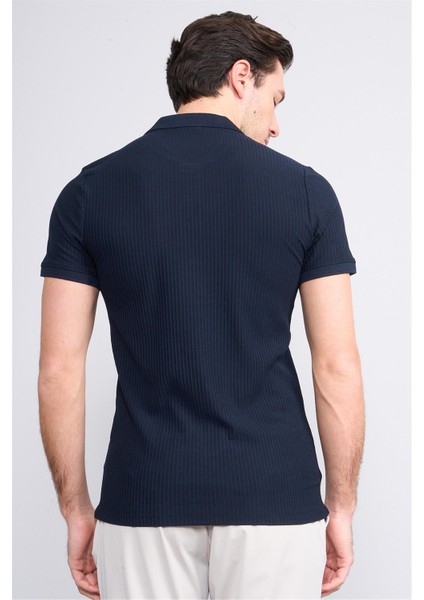 4047 Erkek Polo Yaka Penye Pike T-Shirt Lacivert fırsatları