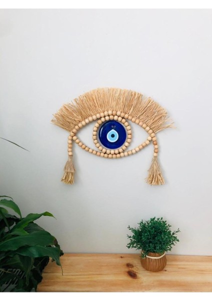 Doğal Muz Lifinden El Yapımı 3 Lü Nazar Boncuklu Duvar Ofis Balkon Aksesuar ve Dekorları modelleri