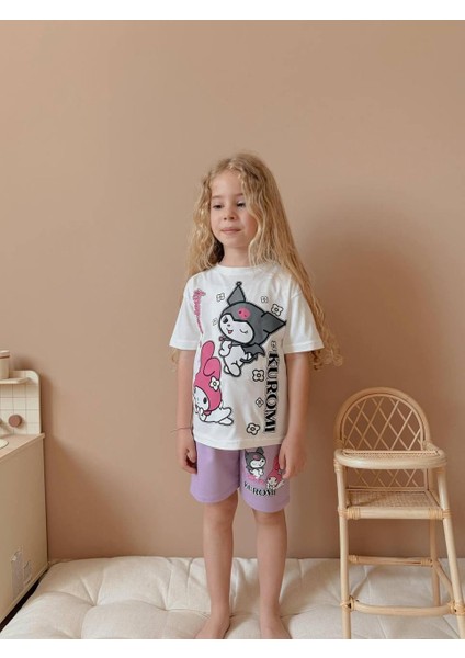 Kuromi Baskılı Şortlu Kız Çocuk Takım