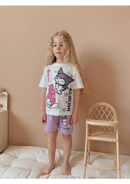 Kuromi Baskılı Şortlu Kız Çocuk Takım modelleri