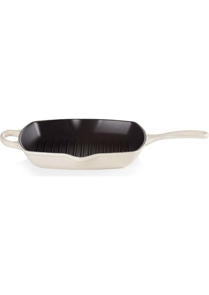 Döküm Demir Kare Izgara Tavası, Beyaz 26CM