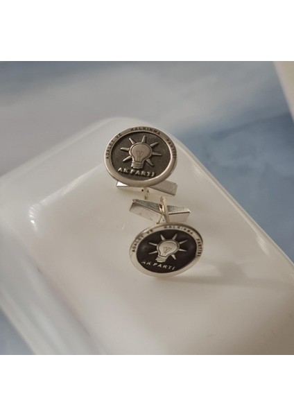 Siyasi Partiler Kol Düğmesi Gümüş Kişiye Özel