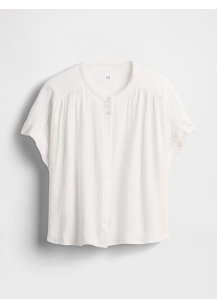 Kadın Kırık Beyaz Crinkle Gauze Gömlek fiyatları