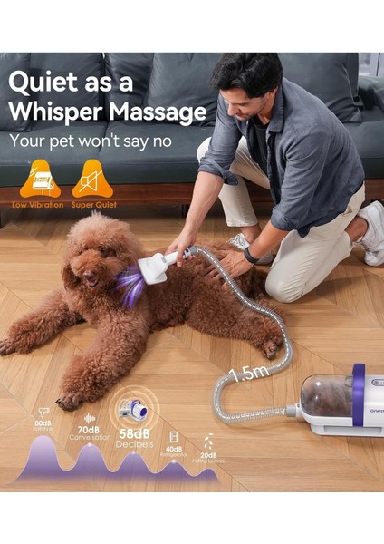 Köpek Tüyü Vakum Makinesi, 12000 Pa Güçlü Emiş, 4 Başlıklı Tüy Temizleyici Seti