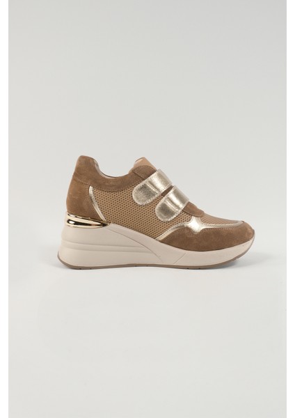 Alessandra Camel Deri Kadın Sneakers, Günlük Ayakkabı, Spor Ayakkabı 24222