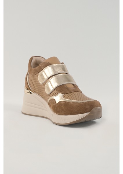 Alessandra Camel Deri Kadın Sneakers, Günlük Ayakkabı, Spor Ayakkabı 24222