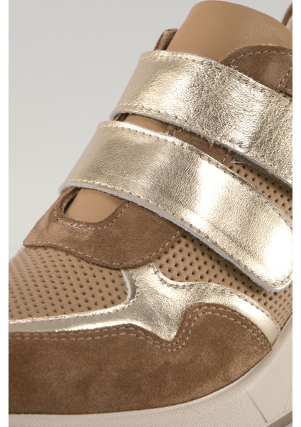 Alessandra Camel Deri Kadın Sneakers, Günlük Ayakkabı, Spor Ayakkabı 24222