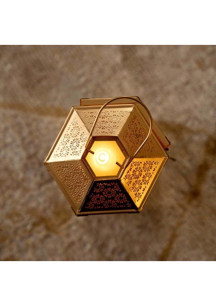 Altın Metal Kesim Desenli Fener 30 Cm, Modern Tasarım fiyatları