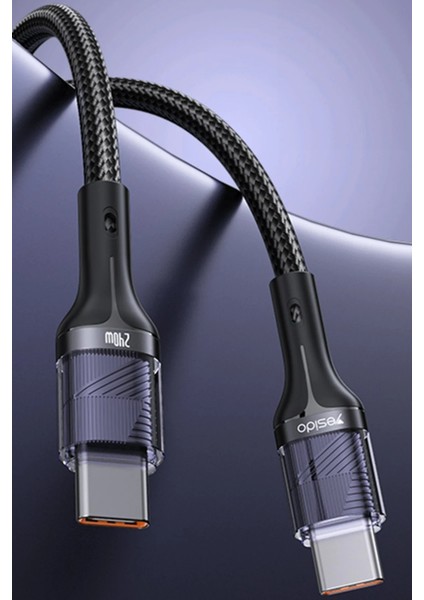 240W Type-C To Type-C Pd 2.0 Turbo Data Hızlı Şarj Kablosu 1.2 M Kopmaya Dayanıklı - Siyah