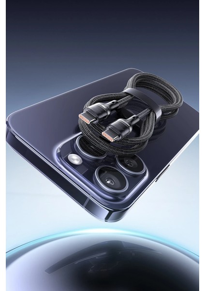 240W Type-C To Type-C Pd 2.0 Turbo Data Hızlı Şarj Kablosu 1.2 M Kopmaya Dayanıklı - Siyah
