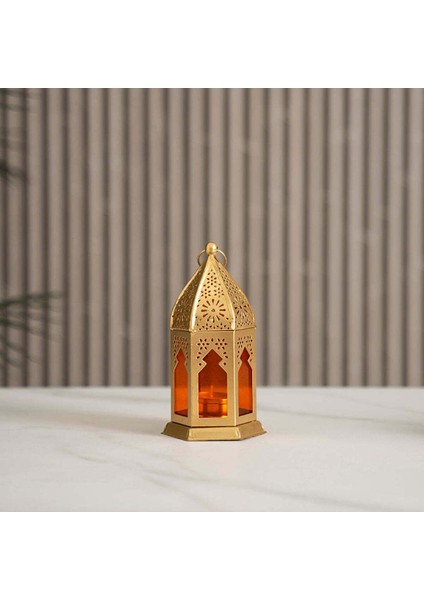 Altın Metal Kesim Desenli Fener 16 Cm, Modern Tasarım modelleri