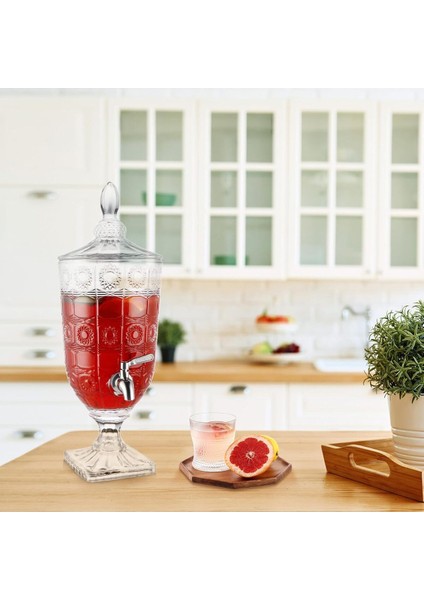 5 Litre Paslanmaz Çelik Musluklu Cam Içecek Dağıtıcısı