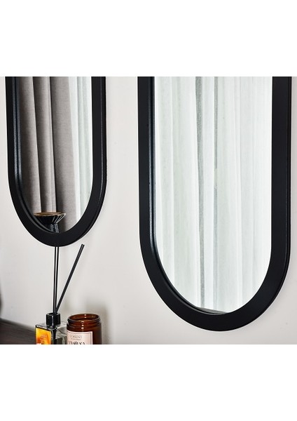 Ovaline Oval Siyah Ikili Duvar Salon Konsol Aynası 35 x 95 cm fiyatları