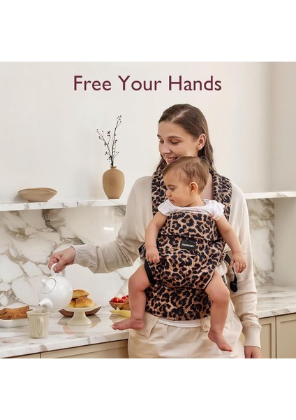 Ergonomik Bebek Taşıyıcı, Hafif ve Konforlu, 3- 20 Kg, Eller Serbest Ebeveynlik Için Ideal Leopar modelleri
