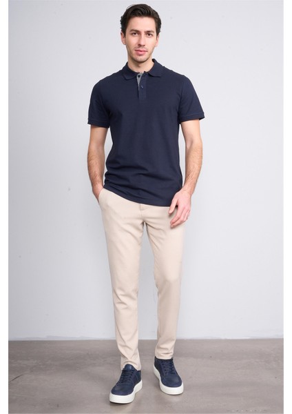 4054 Erkek Polo Yaka Penye Pike T-Shirt Lacivert fiyatları