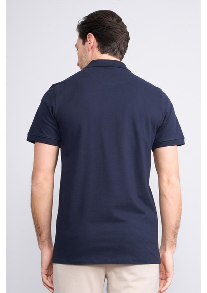 4054 Erkek Polo Yaka Penye Pike T-Shirt Lacivert fırsatları