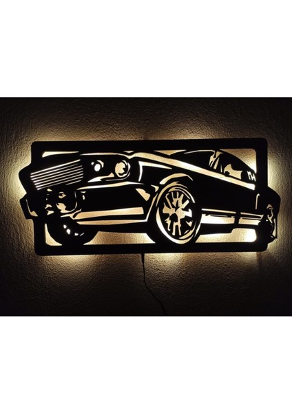 Mustang Araba Dokunmatik Açma Kapama Düğmeli LED Işıklı Duvar Tablosu fiyatları