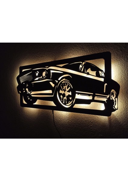 Mustang Araba Dokunmatik Açma Kapama Düğmeli LED Işıklı Duvar Tablosu fırsatları