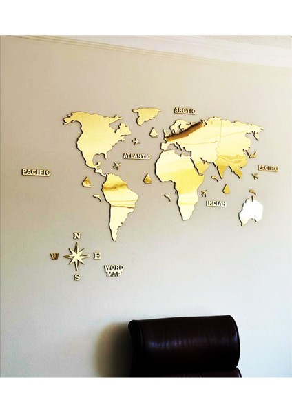 Gold 2d Dünya Haritası World Map Gold Pleksi Harita fiyatları