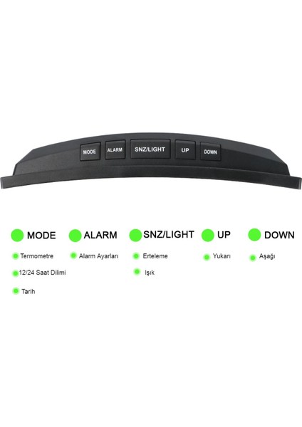 Oval Dijital Masa Saati Alarm Termometre Zaman