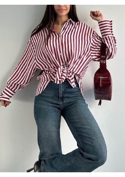 Manşetli Çizgili Gömlek indirimleri